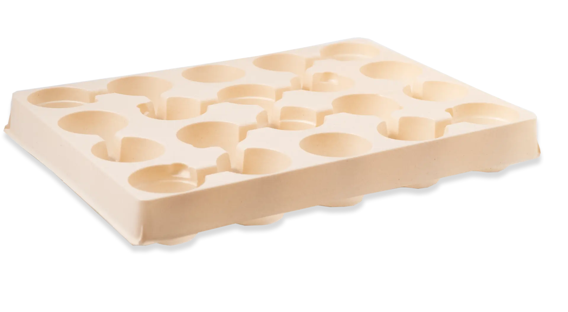 Lichtkleurige tray met gevormde vakken